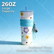 CIVAGO 780ml Ceramic liner Stainless Steel Coffee Mug With Lid Vacuum Flask Tumbler Painting Series