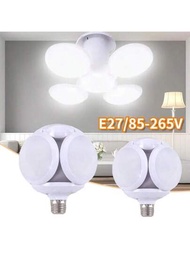 1只led摺疊燈泡,e26 / E27 6500k光扇葉可折疊燈泡,適用於家用車庫照明