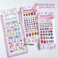 Bibimcat Rhinestone Gem Jewel Sticker Embossed Pearl Gem Sticker Cute Kids Deco Decoration Lightstic