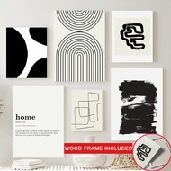 （With Frame) Minimalist Poster Abstract Canvas Painting Frame Wall Decoration Living Room Decor Wall