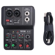 A92Z TEYUN Q-12 Sound Card Audio Mixer Sound Board Console Desk System Interface 4 Channel 48V Power