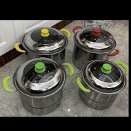 Panci Stock Pot Steamer 555 Nagako Stainless Steel Isi 4pc