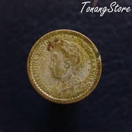 Uang Kuno Koin 10 Cents Belanda Wilhelmina Mantel 1917 -1007