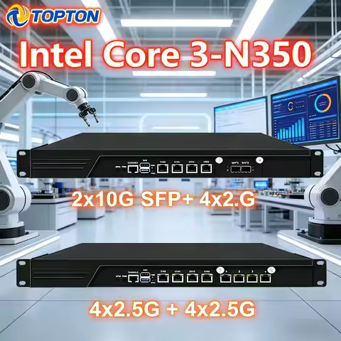 2x10G SFP+1U Rack Firewall Appliance Intel Core i3-N300 4x i226-V 2.5G LANs DDR5 mSATA Topton Mini P