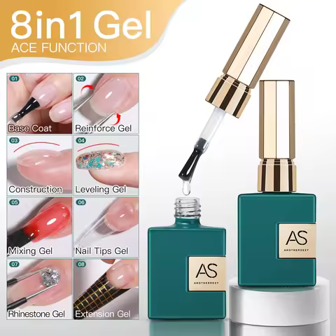 AS 8 IN 1 Extension UV Gel Polish In A Bottle Builder Base Coat Semi Permanent Nail Glue Tips Bond R