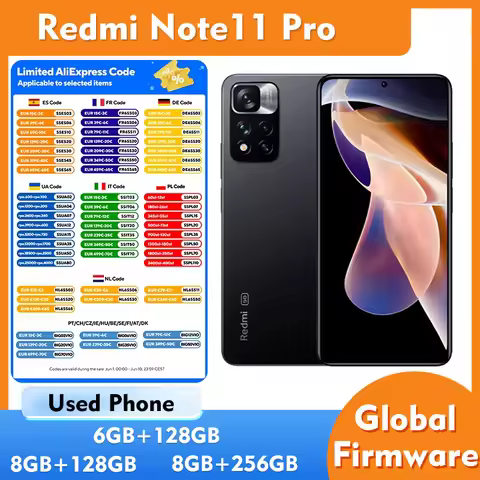 Redmi Note 11 Pro 5G 128GB 256GB RAM SmartPhone 6.67inch 5160mAh 108MP camera used phone