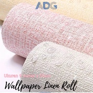 ADG - 3D Linen Wall Paper Roll Size 50cm X 9meter Fiber Motif - Aesthetic Room Decoration Waterproof