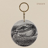 EMJOUR Double-Sided Embroidered Charm-Black Mamba Snake | Wild Animal Souvenir Gift Key Ring Bag Acc