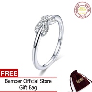 BAMOER ขายดี925เงินสเตอร์ลิง Infinity Love Infinite Clear CZ แหวนสำหรับงานหมั้นงานแต่งงานเครื่องประดับ SCR494เมษายน