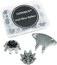 Golf Shoe Spikes,28 Pcs FJ Soft Golf Shoes Spikes Replacements with 1 Pcs Golf Shoe Cleats Wrench fit Foot Fast Lok Twist 3.0 System Joy (Black Grey) LONGKUN