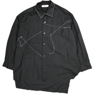 二手 sulvam 日本製造拼接襯衫 SH-B04-001 M 黑色長袖露臍上衣。