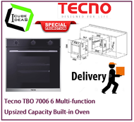 Tecno TBO 7006 6 Multi-function Upsized Capacity Built-in Oven / FREE EXPRESS DELIVERY