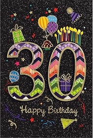 bsb 30th Birthday Card Woman & Man - Birthday Card in 11.5 x 17.0 cm - Birthday Card with Party Moti