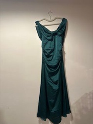 綠色露肩長裙晚禮服謝師宴