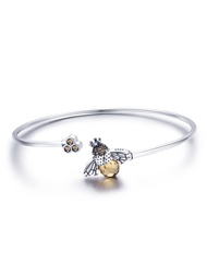 1入組925純銀水晶黃色的蜜蜂手鐲銀可愛昆蟲手環適合女士生日禮物精細的首飾類