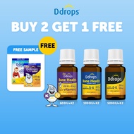 [BUY 2 GET 1 FREE] Ddrops Liquid Vitamin D3 + K2 Dietary Supplement – Bone Health & Easy Absorption