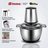 SIMMO Meat Grinder Chopper 500W Penggiling Bumbu Daging Sayur Buah Blender Mincer Stainless Steel Mo