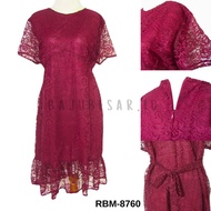 MERAH BAJUBENG.ID RBM-8760 PARTY DRESS, RED BROCADE CHRISTMAS BIGSIZE JUMBO LD 120CM