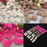 10pcs Cute Fluffy Soft Fur Ribbon Bow Love Heart Rabbit Applique for DIY Decoration Sewing Craft