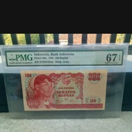 uang kuno 100 rupiah soedirman thn 1968 PMG 67EPQ