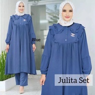JUMBO SIZE julita Set TUNIC + CRINKLE PANTS Latest modern women's pants set / setcel adultWanita tre