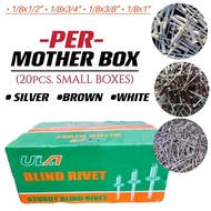 Blind Rivet PER MOTHER BOX 1/8x1/2" 1/8x3/4" 1/8x3/8" 1/8x1" (20pcs)