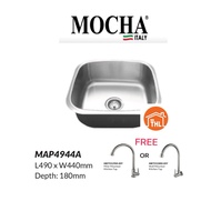 FREE TAP  Mocha Undermount Stainless Steel Single Bowl Kitchen Sink