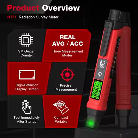HABOTEST HT81 Pen Type Nuclear Radiation Detector GM Geiger Counter Portable Radiation Survey Meter 