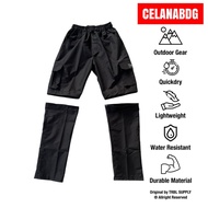 TRBL Cargo Long Pants Zip 2in1 Black Water Proof / Long Short Waterproof Cargo Pants