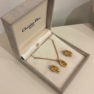 Dior鍍金CD耳夾耳環項錬套裝 極美品 日本中古 保存品