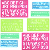 Set Stensil Huruf Abjad 8 Keping Stensil Huruf Plastik Pelbagai Saiz dengan Pembaris Nombor untuk Pe