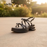 (trendy6)(Lovito Refine) Casual Platform Flat Sandals for Women LR15E302 (Lovito Refine) Alas Kasual