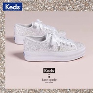Keds KateSpade Co-Branded Sequined Wedding Shoes Thick-Soled Platform White Shoes Heightening Casual Shoes Women Good Quality