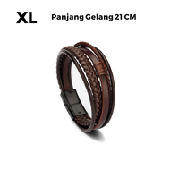 Gelang Pria Leather Stainless Magnetic Premium Bracelet Kulit
