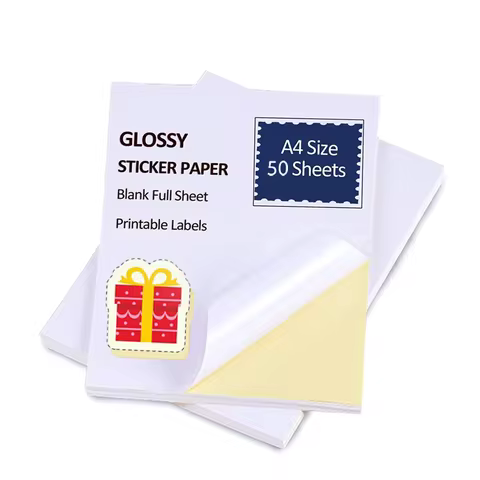 50 Sheets Glossy Stickers & A4 Self-Adhesive Paper, Printed Stickers - Self-Adhesive Stickers, Brigh