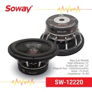 Soway SW-12220 Subwoofer ซับวูฟเฟอร์ ขนาด 12นิ้ว แม่เหล็ก 220x20mm แม่เหล็ก 2ชั้น 4+4Ω โครงหล่อโครเมี่ยม 1ดอก เครื่องเสียงติดรถยนต์ 2200W