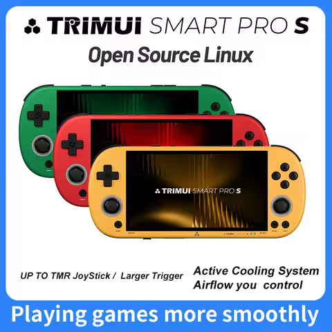 TRIMUI Smart pro S retro gaming handheld console featuring aopen-source Linux operating system perfe