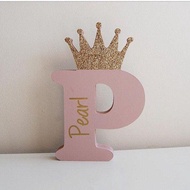 Huruf dekorasi crown glitter huruf timbul multiplek costum 40cm