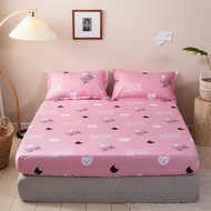 Heureux hot sell cadar fitted bedsheet single queen king size cotton fabric Pink cat pattern