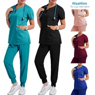 NiaaHinn Fashion Elastic Wrinkle Resistant Breathable Baju Scrub Suit Medical for Woman plus size Do