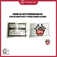 STICKER MILEAGE STICKER ENGINE OIL AUTO TRANSMISSON OIL STOP OIL HIGH QUALITY MILEAGE SERVICE STICKER FOR WINDSREEN SATU