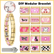 Y2K Wholesale 777 Flowers Dachshund Dogs Gold Italian Charm Link Fit 9mm Stainless Steel Jewelry DIY