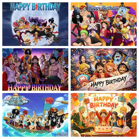 Anime One Piece Photography Backdrop Kids Birthday Party Banner Decoration Baby Shower Background Ph