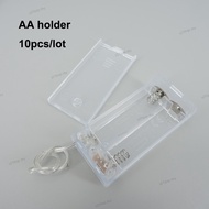 10pcs/lot  1.5v 2 port X AA AA Battery Holder Box Case with Switch 2 Slot 3V for DIY wire lead  25MY