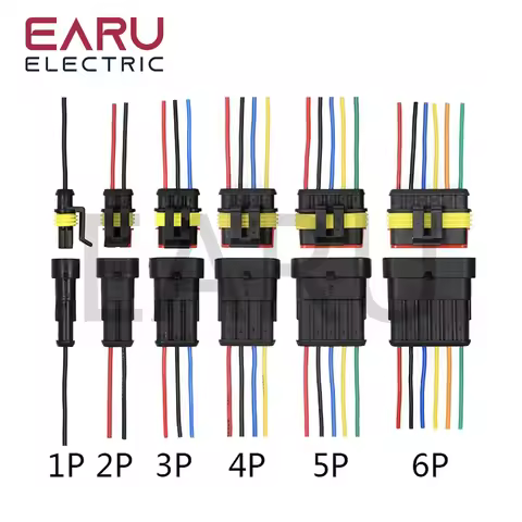 1set AMP 1P 2P 3P 4P 5P 6P Way Waterproof Electrical Auto Connector Male Female Plug with Wire Cable