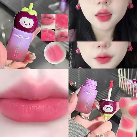 Guava Pink Matte Velvet Lip Gloss Mist Matte Lip Mud Waterproof Non-Stick Cup Lip Glaze Non-drying L