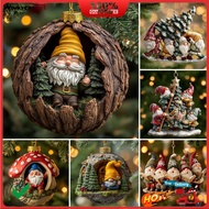 [WC]✧2D Gnome Christmas Tree Ornament Acrylic Gnome Hanging Ornament Cute Car Rearview Mirror Charm 