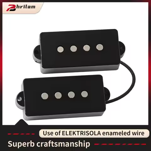 PHRILAM Alnico 5 P Bass Pickups Humbucker Pickup for 4 String P Bass Guitar, Black