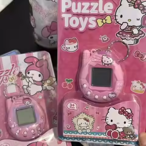 Sanrio Original Hello Kitty My Melody Cartoon Toys Virtual Pet Mini Game Console Keychains Toys Birt