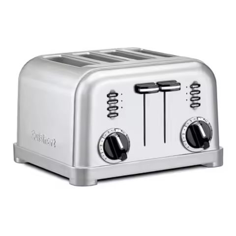 4-Slice Compact Stainless Steel Toaster with Extra-Wide Slots for Bread French Toast Bagels Pastries